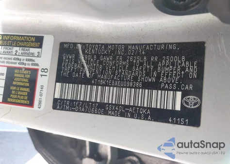 2014 Toyota Avalon из США, поврежденный, VIN 4T1BK1EBXEU098386